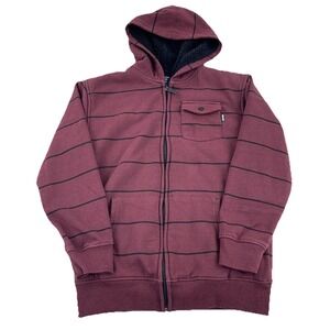 Zoo York Hoodie Boys Large Marron Sherpa Lined Full Zip Jacket Skate Youth Y2K